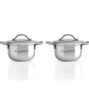 BergHOFF 2.5" 18/10 Stainless Steel Covered Mini Pots, Set of 2